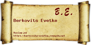 Berkovits Evetke névjegykártya